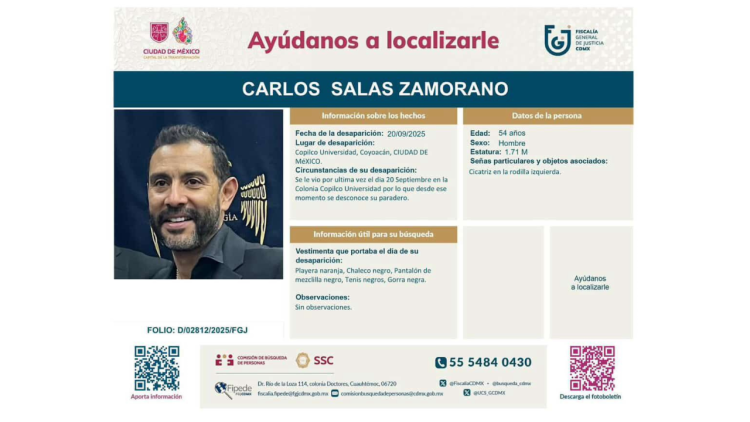 Se busca: Carlos Salas Zamorano en CDMX
